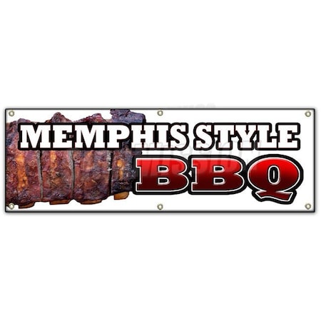 Signmission MEMPHIS STYLEBBQ BANNER SIGN beef brisket ribs pork barbque open eat B-72 Memphis Style BBQ